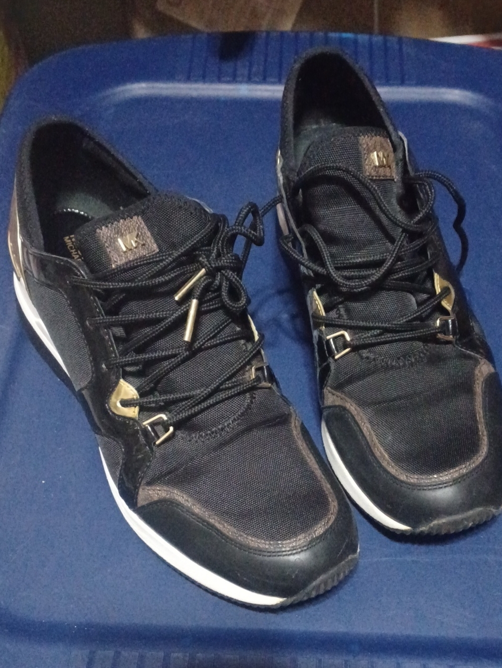 MICHAEL Michael Kors Black Sneakers with Gold Accents